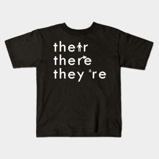 There Their Theyre English Grammar Teacher Funny White Text Kids T-Shirt